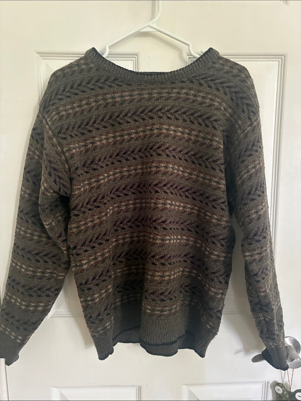 Jantzen Brown Open-Weave Crewneck Sweater - Picture 4 of 6